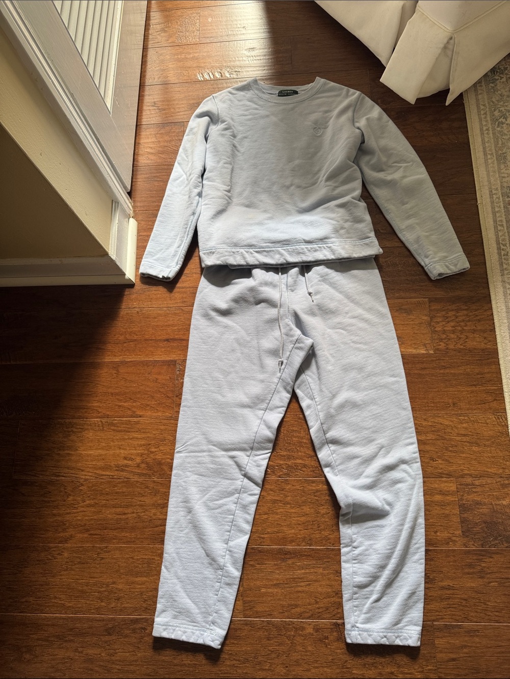 Lauren Ralph Lauren Pale Blue Crewneck Sweatshirt/Sweatpants Size S EUC